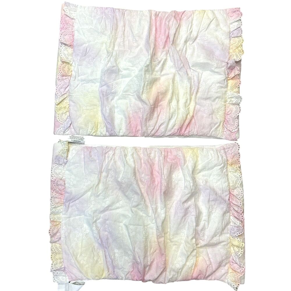 Pottery Barn LoveShackFancy Tie-Dye Lace Trim Quilted Standard Sham Set
